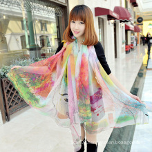 High Quality Silk Georgette Large Shawl Scarf